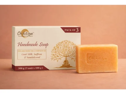Chikitsya handmade soap goat milk saffron sandalwood pack of 3