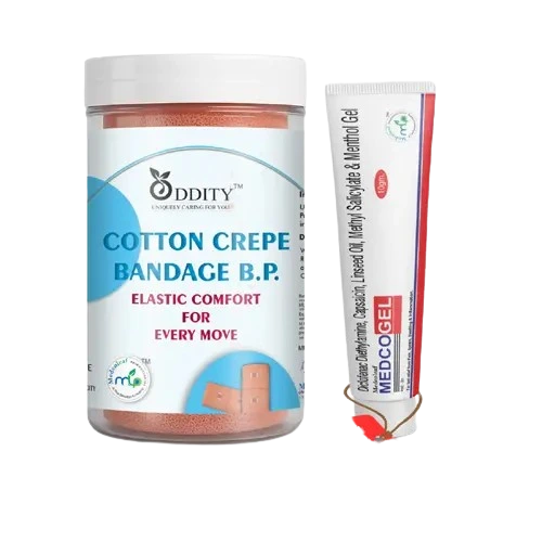 Oddity cotton crepe bandage BP with Medcogel pain relief gel